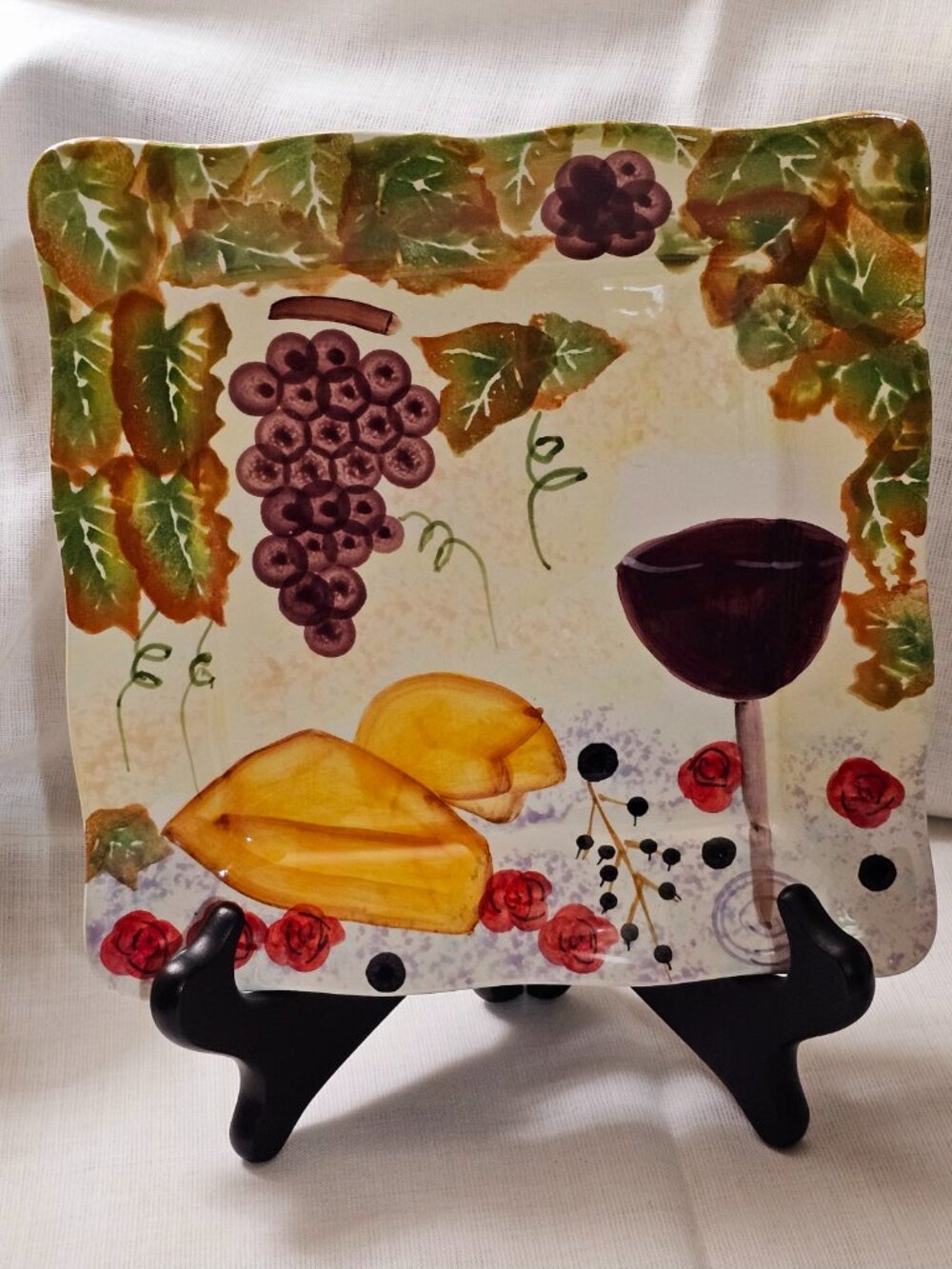 N.D Hand-painted Colorful ceramic square Cheese & Canapes Plate